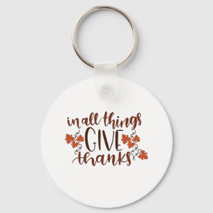 In All Things Give Thanks Thanksgiving Pumpkin Keychain