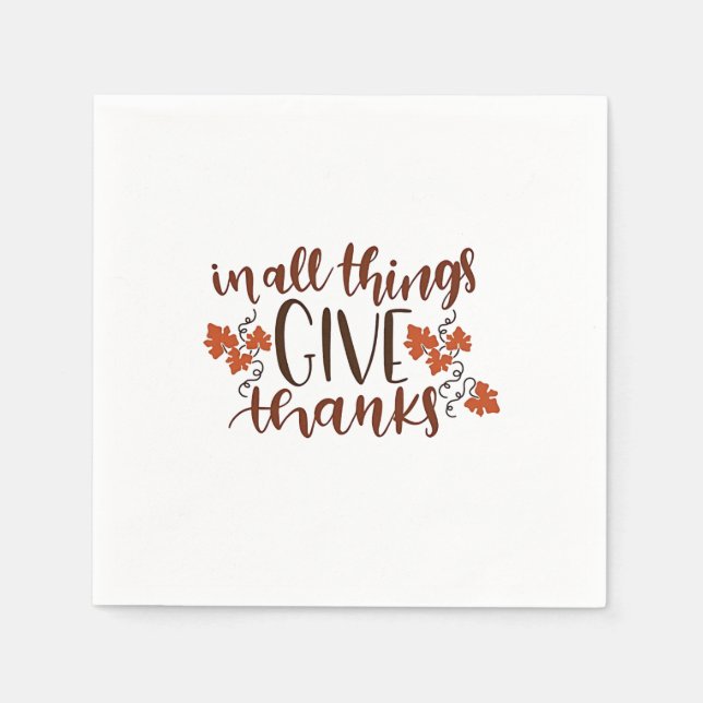 In All Things Give Thanks Thanksgiving Pumpkin  Napkin (Front)
