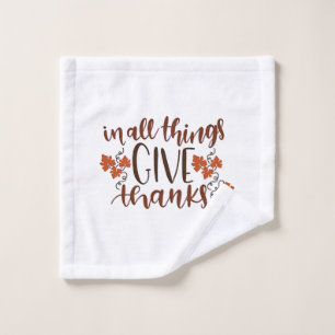 In All Things Give Thanks Thanksgiving Pumpkin  Wash Cloth