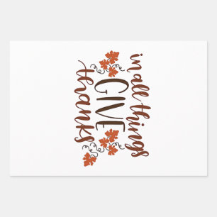 In All Things Give Thanks Thanksgiving Pumpkin Wrapping Paper Sheet