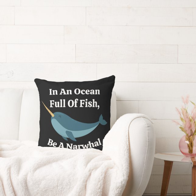 In An Ocean Full Of Fish Typography Throw Pillow (Couch)