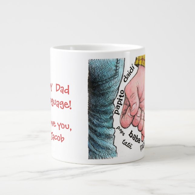 In any language...Dad Large Coffee Mug (Front)