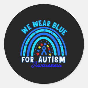 In April We Wear Blue Autism Awareness Kid Women M Classic Round Sticker