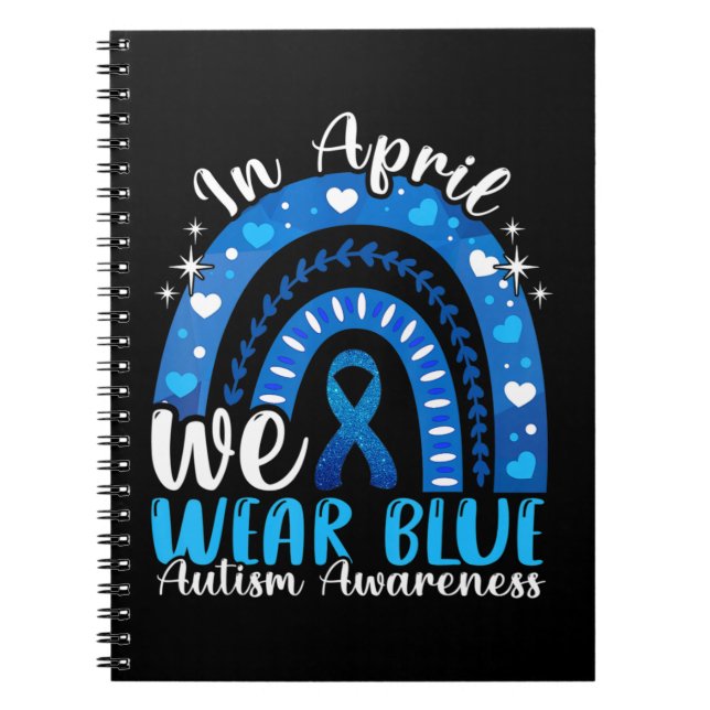 In April We Wear Blue Autism Awareness Leopard Rai Notebook (Front)