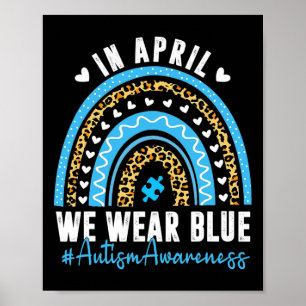 In April We Wear Blue Autism Awareness Month Puzzl Poster