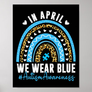 In April We Wear Blue Autism Awareness Month Puzzl Poster
