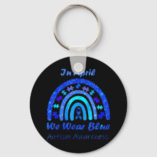 In April We Wear Blue Autism Awareness Month suita Keychain