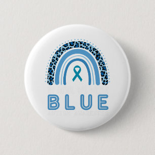 In April We Wear Blue Autism Awareness Rainbow  2 Inch Round Button