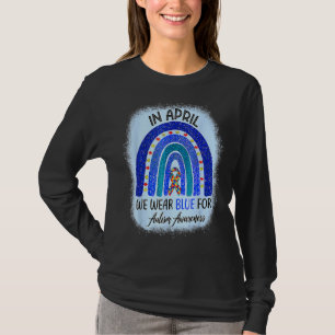 In April We Wear Blue Autism Awareness Rainbow Puz T-Shirt