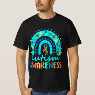 In April We Wear Blue Autism Rainbow Awareness Mon T-Shirt