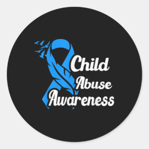 In April We Wear Blue Child Abuse Prevention Aware Classic Round Sticker