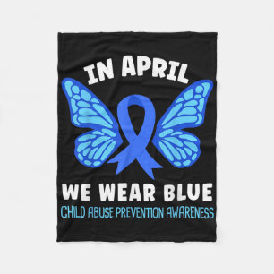 In April We Wear Blue Child Abuse Prevention Aware Fleece Blanket