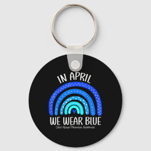 In April We Wear Blue Child Abuse Prevention Aware Keychain