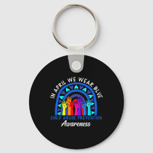 In April We Wear Blue Child Abuse Prevention Aware Keychain