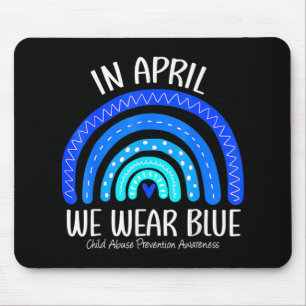 In April We Wear Blue Child Abuse Prevention Aware Mouse Pad