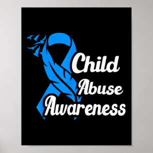 In April We Wear Blue Child Abuse Prevention Aware Poster