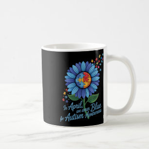 In April We Wear Blue For Autism Awareness Puzzle Coffee Mug