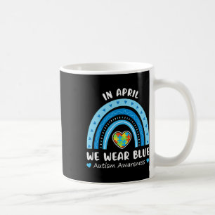In April We Wear Blue Rainbow Autism Awareness Puz Coffee Mug