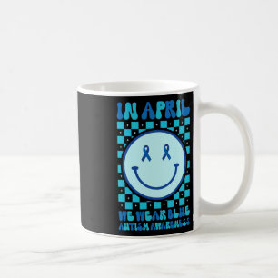 In April We Wear Blue Retro Groovy Autism Awarenes Coffee Mug