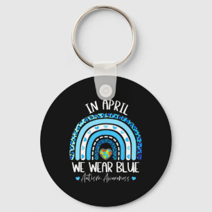 In April We Wear Blues Autism Awareness Month Puzz Keychain