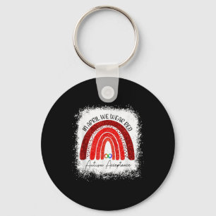 In April We Wear Red Instead Autism People Accepta Keychain