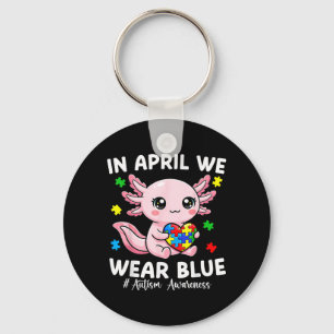 in April Wear Blue Kids Girls Autism Awareness Keychain