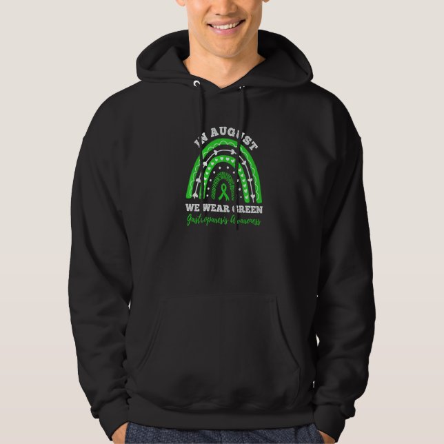 In August We Wear Green Rainbow Gastroparesis awar Hoodie (Front)