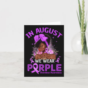 In August We Wear Purple Black Women Overdose Awar Card