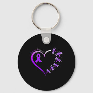 In August We Wear Purple Overdose Awareness Dragon Keychain