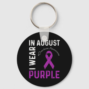 In August We Wear Purple Overdose Awareness Ribbon Keychain