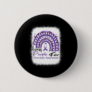 In August We Wear Purple Rainbow Overdose Awarenes 2 Inch Round Button
