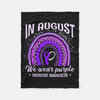 In August We Wear Purple Rainbow Overdose Awarenes Fleece Blanket
