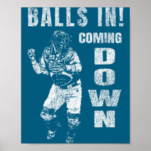 In Baseball Catcher Coming Down Poster