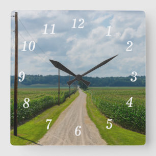 In Between Corn Fields Wall Clock