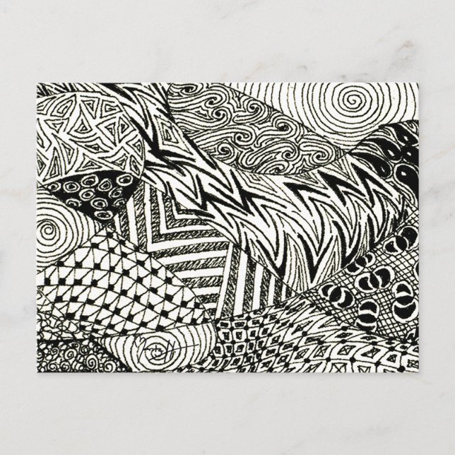 in Black and White -Abstract Manatee Postcard (Front)