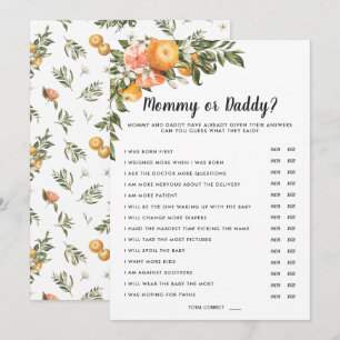 In Bloom Baby Shower   Mommy or Daddy Game Invitation