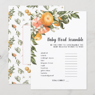 In Bloom   Baby Shower Word Scramble Game Card