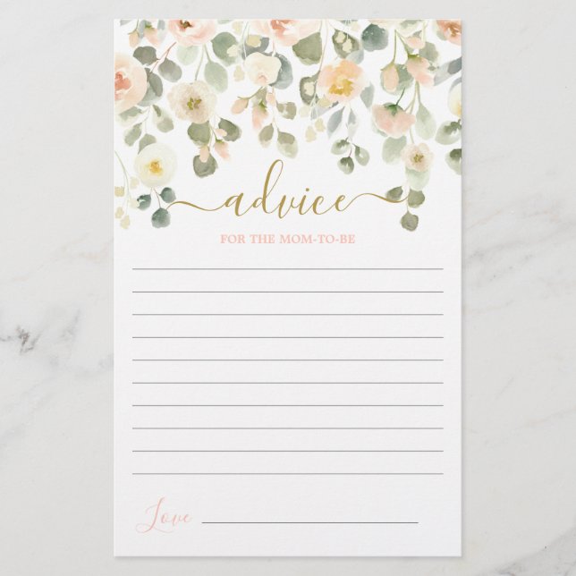 In Bloom Blush Advice for the Mom To Be card (Front)