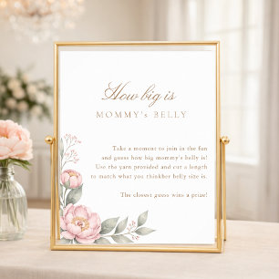 In Bloom Elegant Baby Shower Guess Mommy's Belly Poster