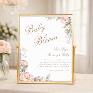 In Bloom Girl Baby Shower How Big Is Mommy's Belly Poster