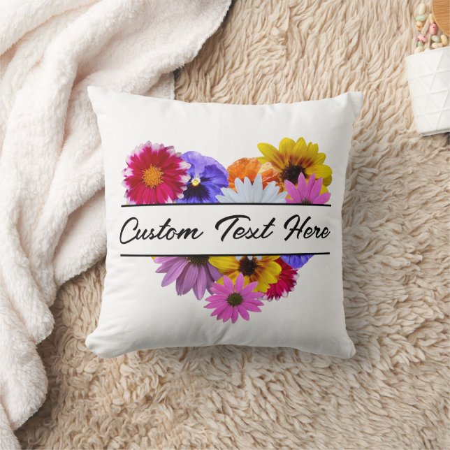 In Bloom - Heart shaped Floral Throw Pillow (Blanket)