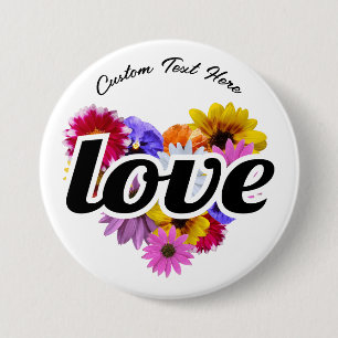 In Bloom - Love Heart Shaped Floral Bouquet Button