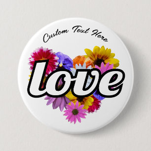 In Bloom - Love Heart Shaped Floral Bouquet Button