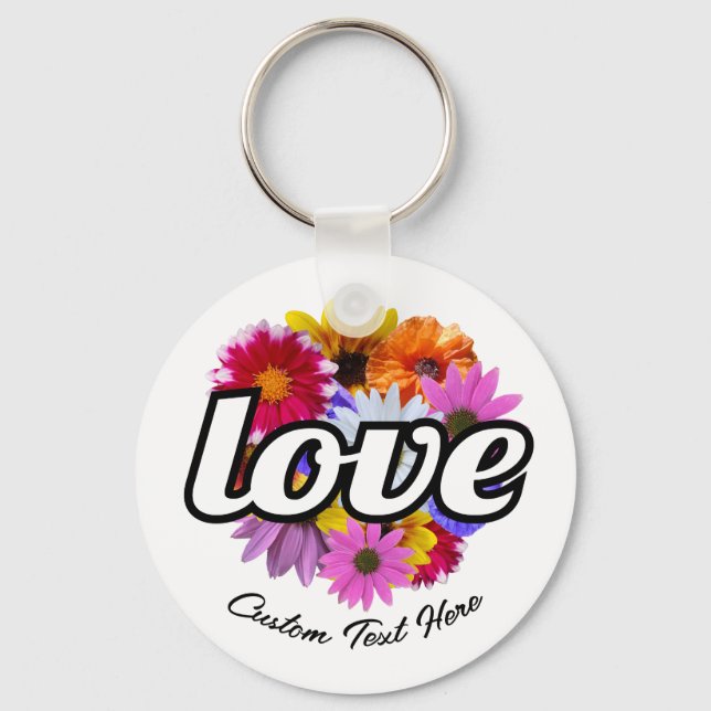 In Bloom - Love with Round Floral Bouquet Keychain (Front)