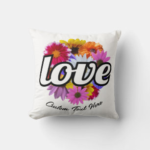 In Bloom - Love with Round Floral Bouquet Throw Pillow