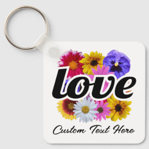 In Bloom - Love with Square Floral Bouquet Keychain