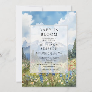In Bloom Mountain QR Code All In One Baby Shower Invitation