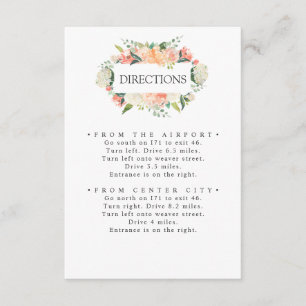 In Bloom Peach Pink Flowers WEDDING Directions Enclosure Card