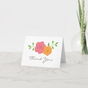 In Bloom Red Orange Floral Thank You Card