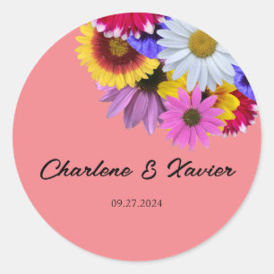 In Bloom Wedding - Round Split Floral Classic Round Sticker